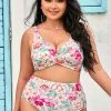 CUPSHE 90’s Floral Wrap Banded Tummy Control High Waist Plus Size Bikini