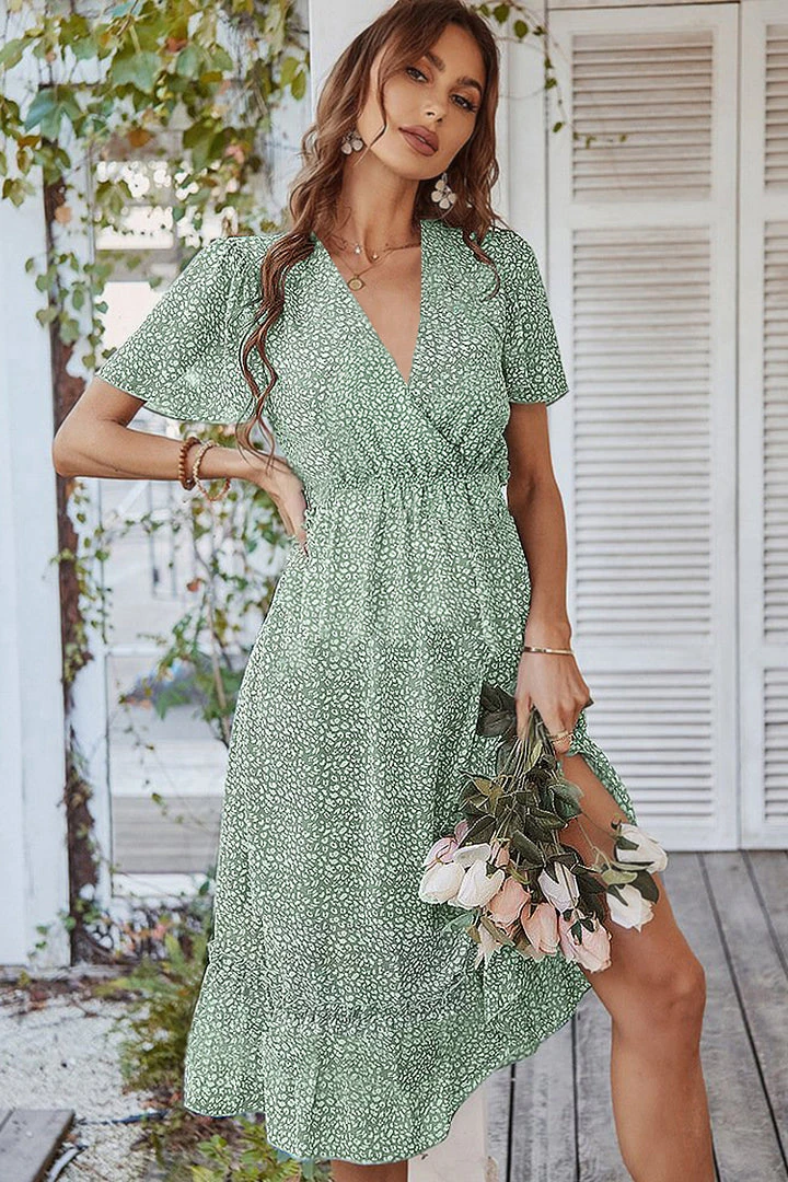 CUPSHE Dresses Emily V-neck Short Sleeve Maxi Dress