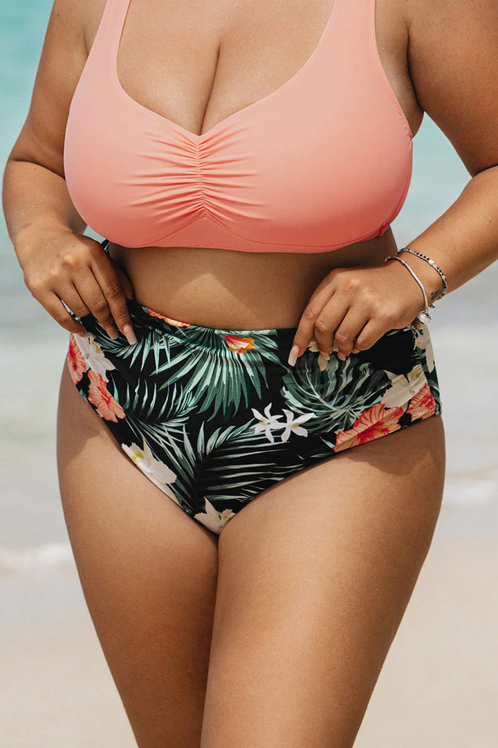 CUPSHE Diamond Floral Plus Size Bikini Bottom