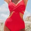 CUPSHE One Pieces Red Cutout One Piece Swimsuit With Moulded Cups