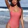 CUPSHE One Pieces Lanirescert Ruffled Strap Pink One Piece Swimsuit