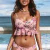 CUPSHE Swimwear UP TO 70% OFF Rosy Outlook Mini Peplum Midkini & Hipster Bottom Set