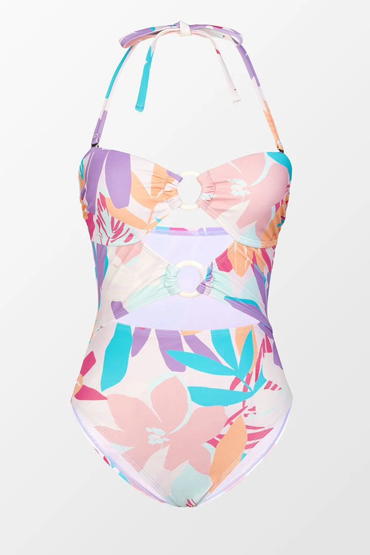 CUPSHE Multi Spring Double Ring Front Bandeau One Piece Swimsuit