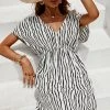 CUPSHE Gracie V-neck Short Sleeve Elastic Waist Cover Up Cover Ups
