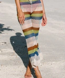 CUPSHE America Stripe Crochet Cover Up Pants