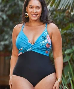 CUPSHE Swimwear UP TO 70% OFF Ember Floral Wrap Plus Size One Piece Swimsuit