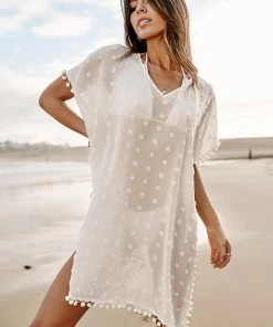 CUPSHE Genevieve Flared Sleeve Lace Trims Cover-up Dress