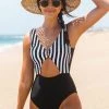 CUPSHE One Pieces Leona Striped Cutout One Piece Swimsuit