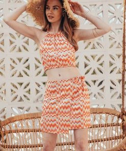 CUPSHE Alva Halter Neck Crop Top And Mini Length Skirt Set