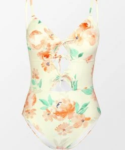 CUPSHE Relaxing Flowers Tunneled Cutout One Piece Swimsuit