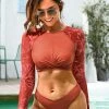 CUPSHE Delicate Blooms Long Sleeve Rashguard & Cheeky Hipster Bikini Set Bikinis