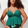 CUPSHE Green And Leafy Twist Plus Size Tankini