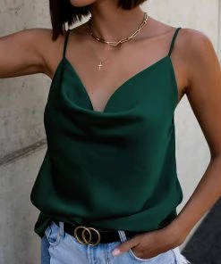 CUPSHE Margareta Drape Collar Sleeveless Fitted Top