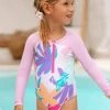CUPSHE One Pieces Girls' Multi Spring Zip Front Long Sleeve One Piece Swimsuit