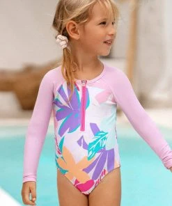 CUPSHE One Pieces Girls' Multi Spring Zip Front Long Sleeve One Piece Swimsuit