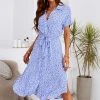 CUPSHE Glenna Shirt Collar Belted Ditsy Dress Dresses