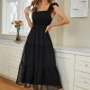CUPSHE Margareta Square Neck Frill Half Sleeves A-Shape Dress