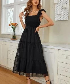 CUPSHE Margareta Square Neck Frill Half Sleeves A-Shape Dress