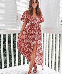 CUPSHE Luciana V-neck Flared Sleeve Maxi Dress Dresses