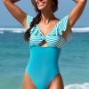 CUPSHE One Pieces Celeste Ruffle Neckline Hollow Out One Piece Swimsuit