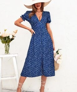 CUPSHE Palizzi Short Sleeve V-neck Belted Dress