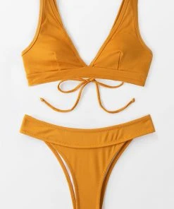 CUPSHE Ginger Lace Up Low Rise Bikini Bikinis