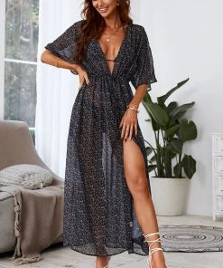 CUPSHE Dulce Black Short Sleeve Cover-up Dress Cover Ups