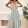 CUPSHE Blessing Thin Straps Belt Stripe Jumpsuit Accs & Clothing