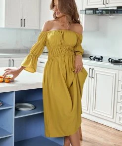 CUPSHE Elva Off-shoulder Ruffle A-Shape Dress Dresses