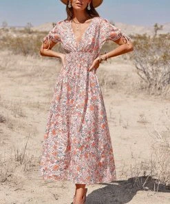 CUPSHE Charleigh Smocking Plunge A-shape Dress Dresses