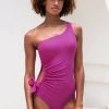 CUPSHE Juanita Pink One Shoulder Drawstring One Piece Swimsuit