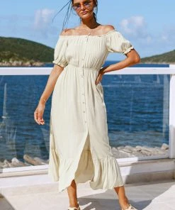 CUPSHE Trisha Button Front Ruffle Hem Dress Dresses