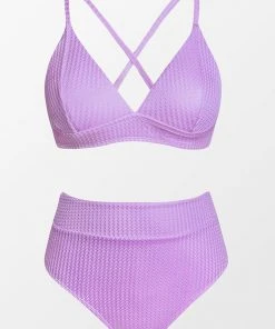 CUPSHE Amiya Purple V-neck Criss Cross High Waisted Bikini Bikinis