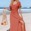 CUPSHE Guadalupe Short Sleeve Button Split Maxi Dress Dresses
