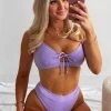 CUPSHE Swimwear UP TO 70% OFF Purple Lace Up High Waisted Bikini