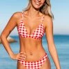 CUPSHE Mariam Gingham Triangle Reversible Low Waisted Bikini Bikinis