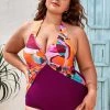 CUPSHE Artistic Flowers Twist Front Tummy Control Plus Size One Piece Smocked And Floral Swimsuits
