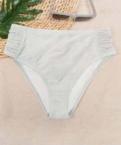 CUPSHE Madisen Ruched White Plus Size Bikini Bottom