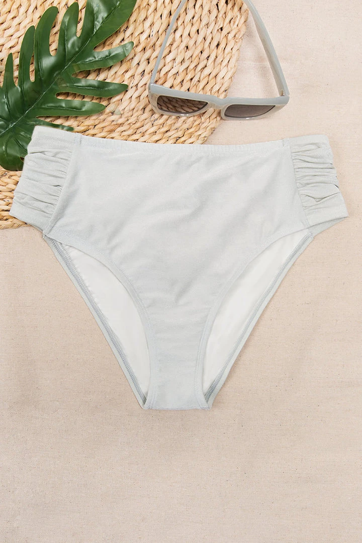CUPSHE Madisen Ruched White Plus Size Bikini Bottom