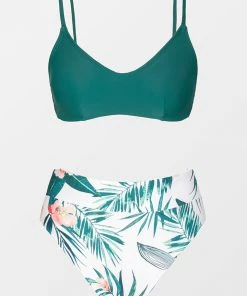 CUPSHE Paradise Tropics Bralette And Banded High Waist Bikini Set
