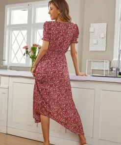 CUPSHE Dresses Eavan V-neck Bubble Sleeve Smocking A-Shape Dress