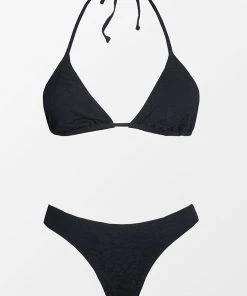 CUPSHE Paris Triangle Cup String Black Bikini