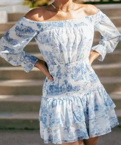 CUPSHE Dresses Amaala Elastic Waist Ruffle Off-shoulder Dress