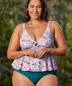 CUPSHE Teal High Waisted Plus Size Bikini Bottom
