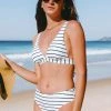 CUPSHE Violeta Striped Mid Waisted Bikini