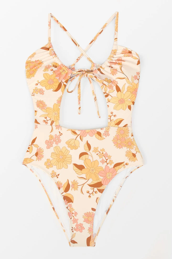 CUPSHE One Pieces Anna Floral Cut-out One Piece Swimsuit