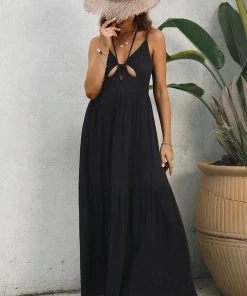 CUPSHE Annabel Halter Neck Slip Ruffle Cover-up Dress