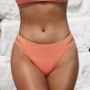 CUPSHE Ribbed Sunburst Rib Side Tab Hipster Bikini Bottom