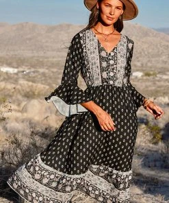 CUPSHE Dresses Palmer V-neck Dolman Sleeve Maxi Dress