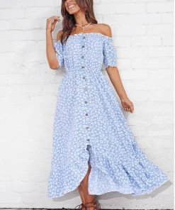 CUPSHE Chrystal Off-shoulder Ruffle Ruching A-shape Dress Dresses
